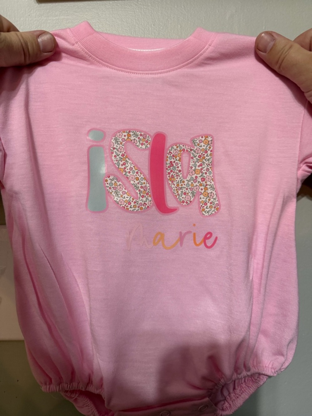 Kids Pink 'Isla Marie' Graphic Bodysuit